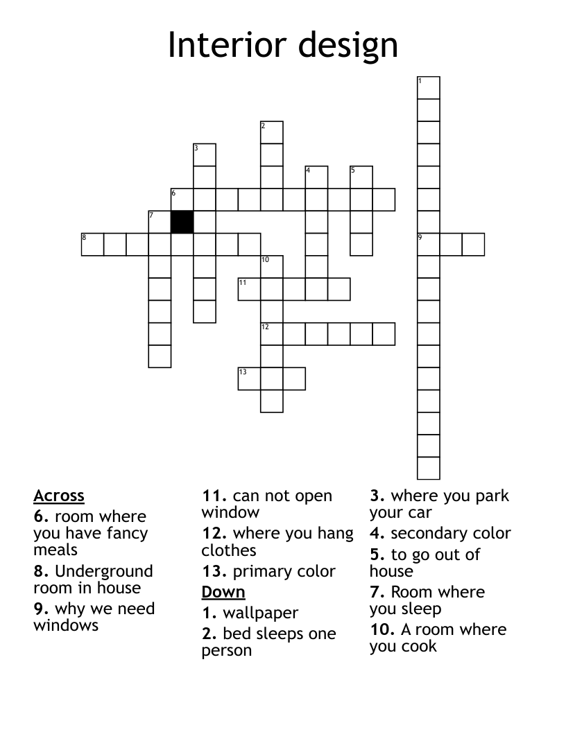 Interior design Crossword