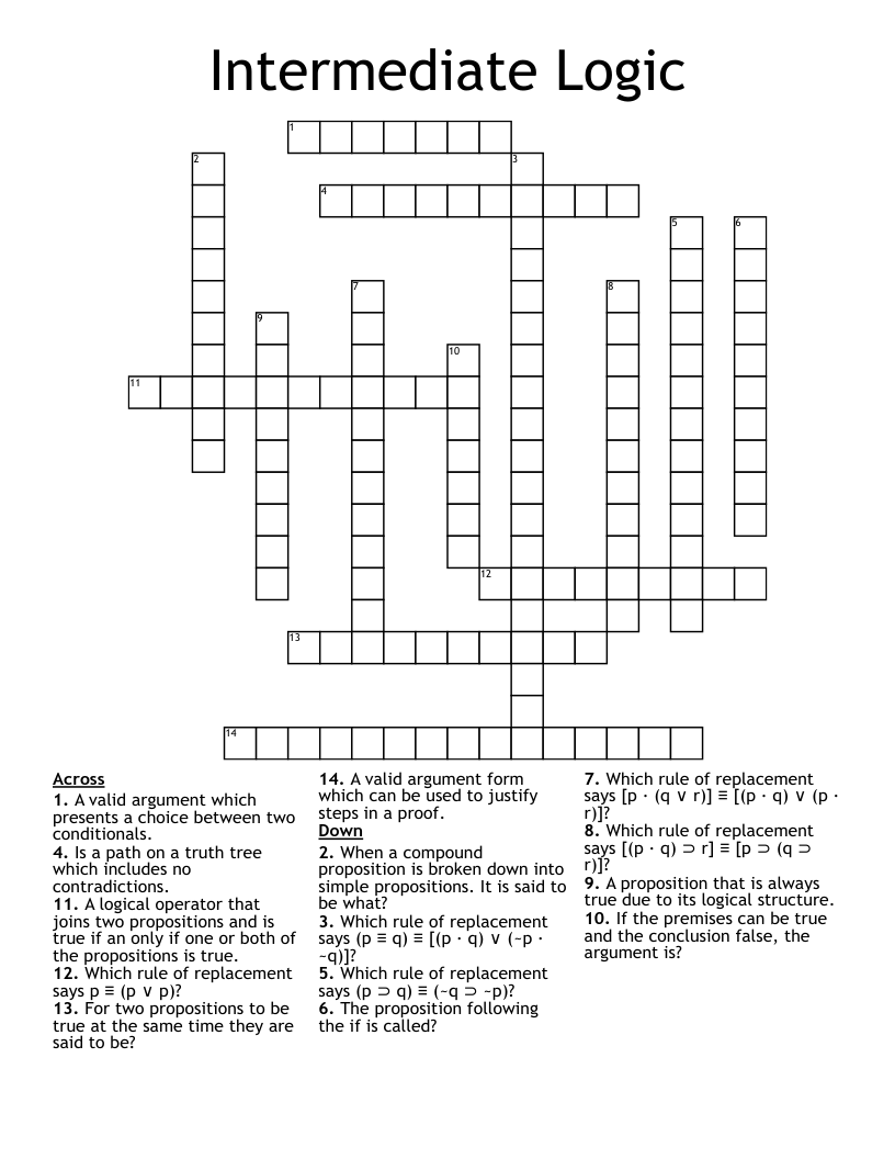 Intermediate Logic Crossword