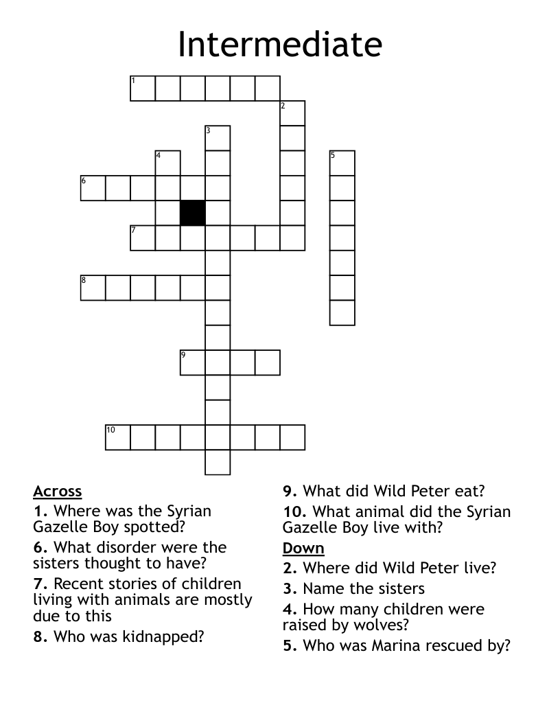 Intermediate  Crossword