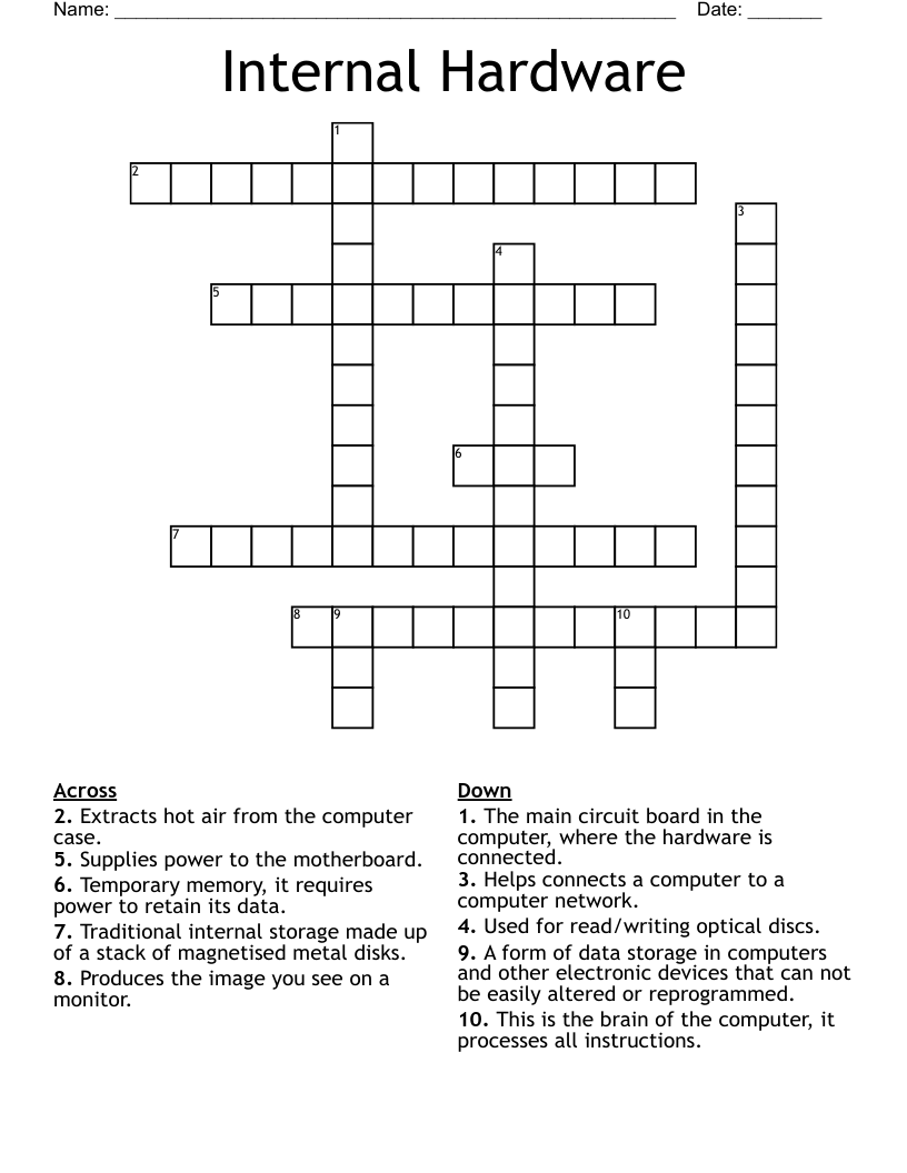 Internal Hardware Crossword