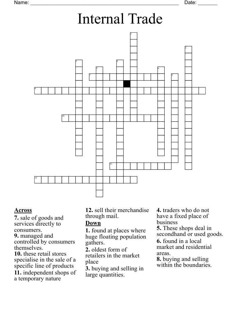 Internal Trade Crossword