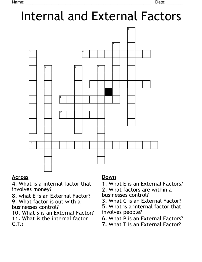 Internal and External Factors Crossword