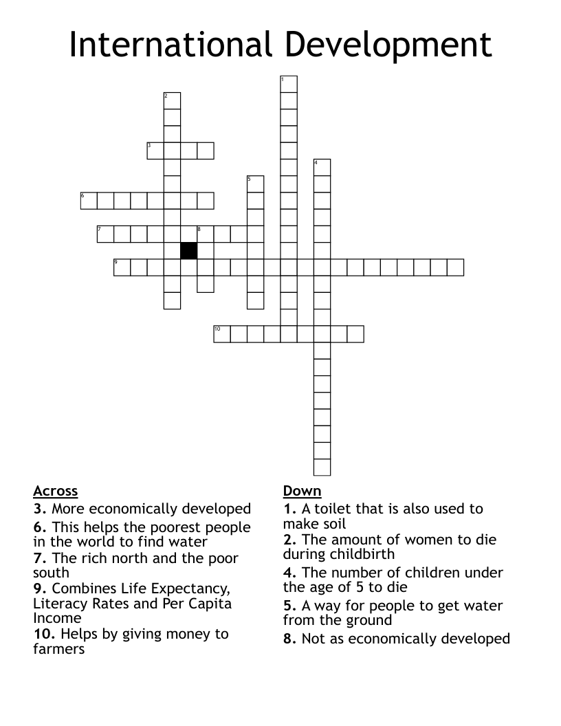 International Development Crossword