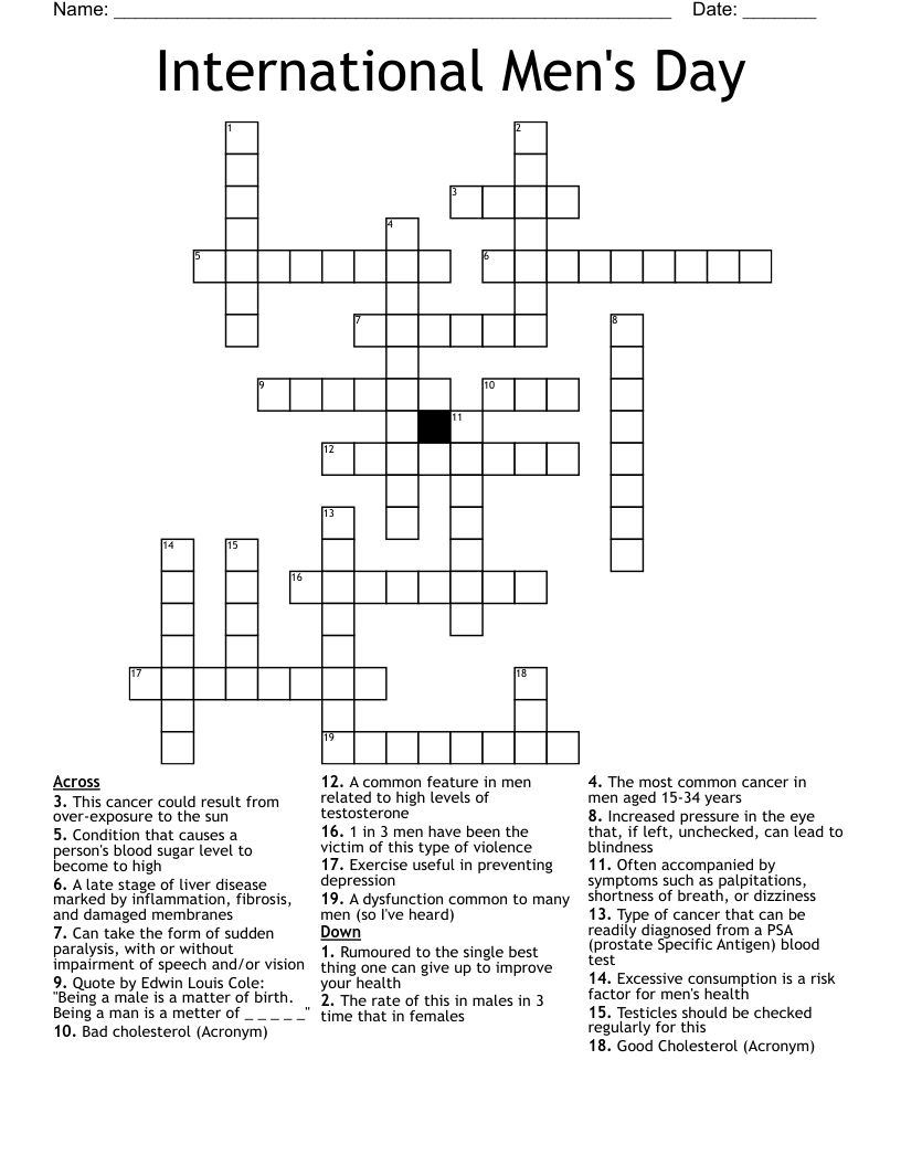International Men's Day Crossword