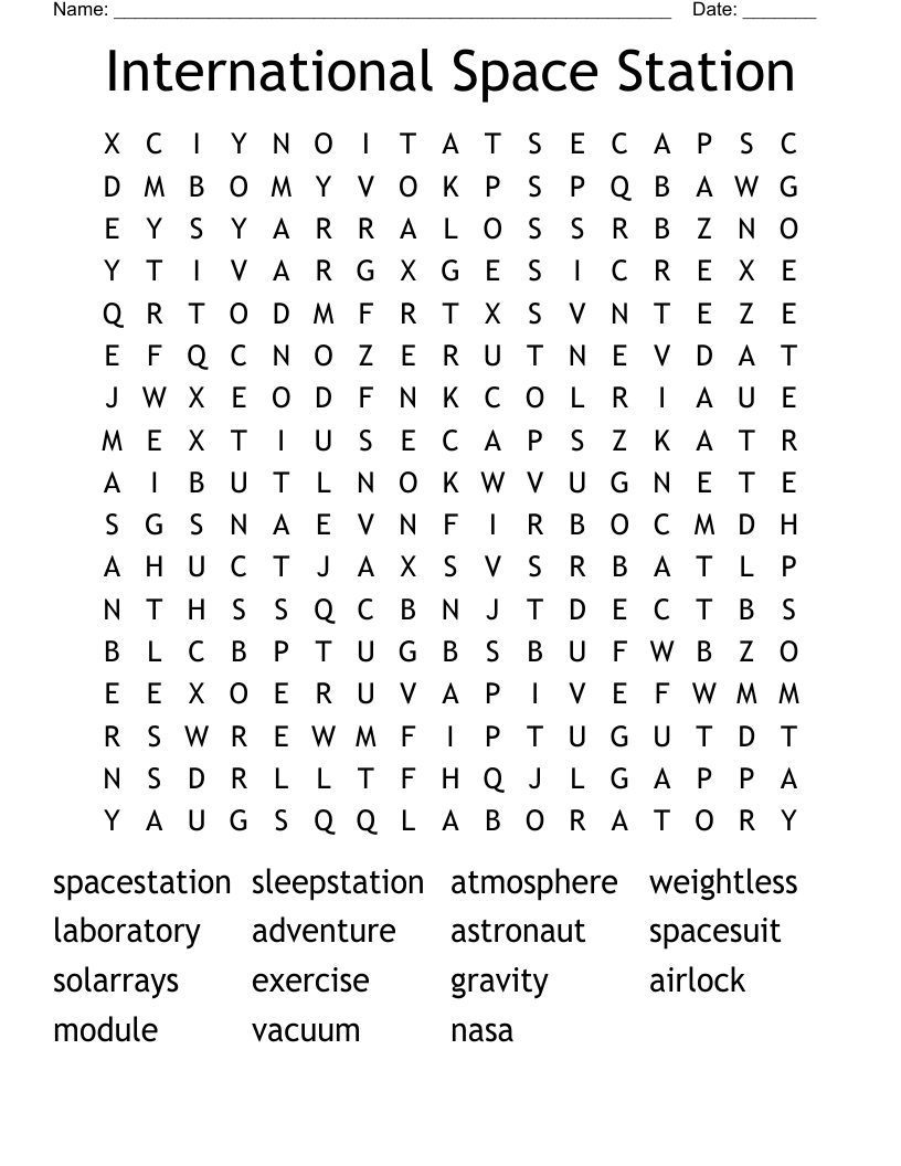 International Space Station Word Search