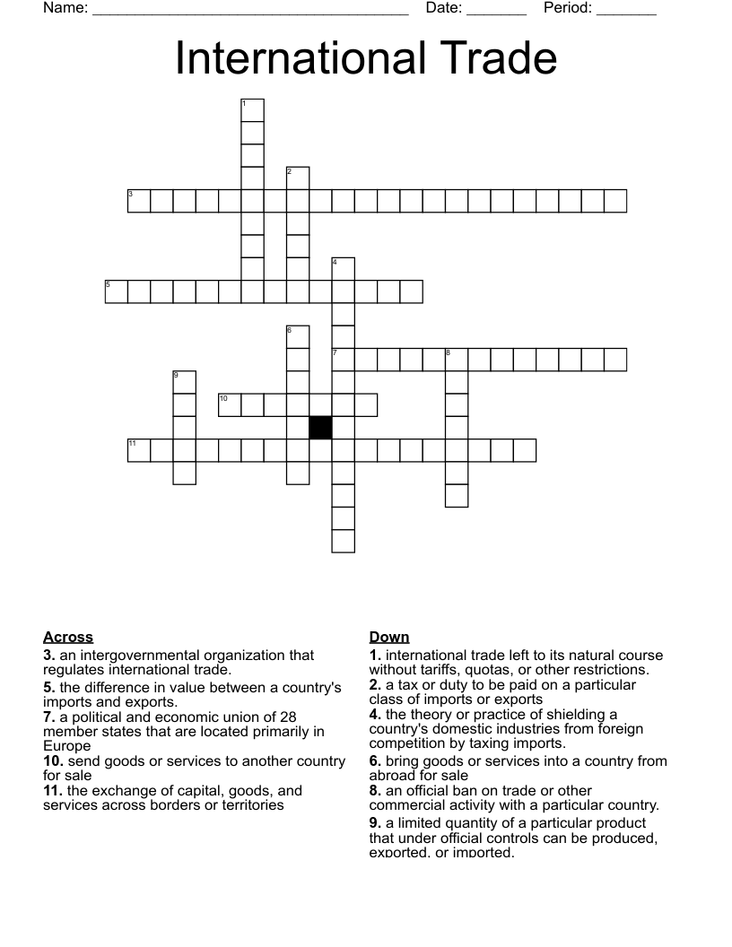 International Trade Crossword