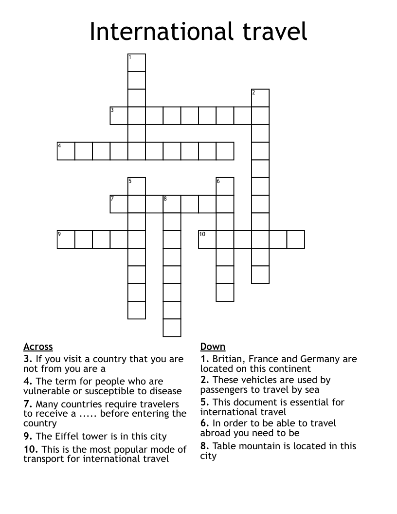 International travel Crossword