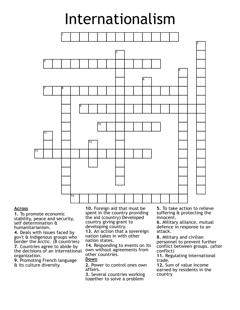 Internationalism Crossword