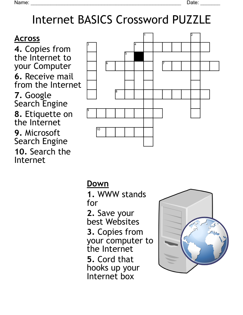 Internet BASICS  Crossword PUZZLE   