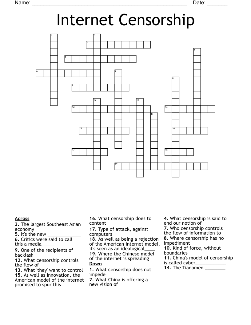 Internet Censorship Crossword