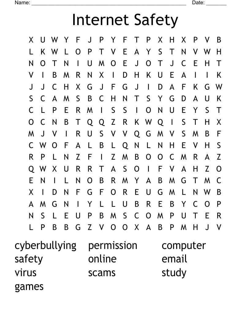 Internet Safety Word Search