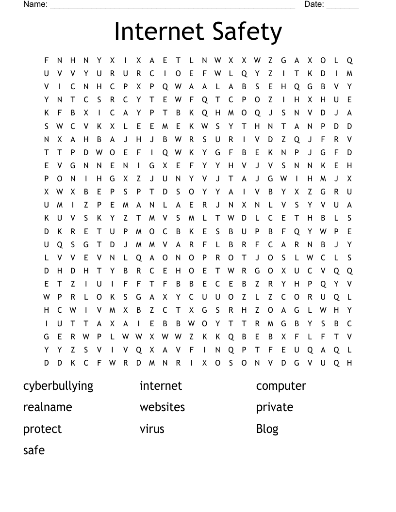 Internet Safety Word Search
