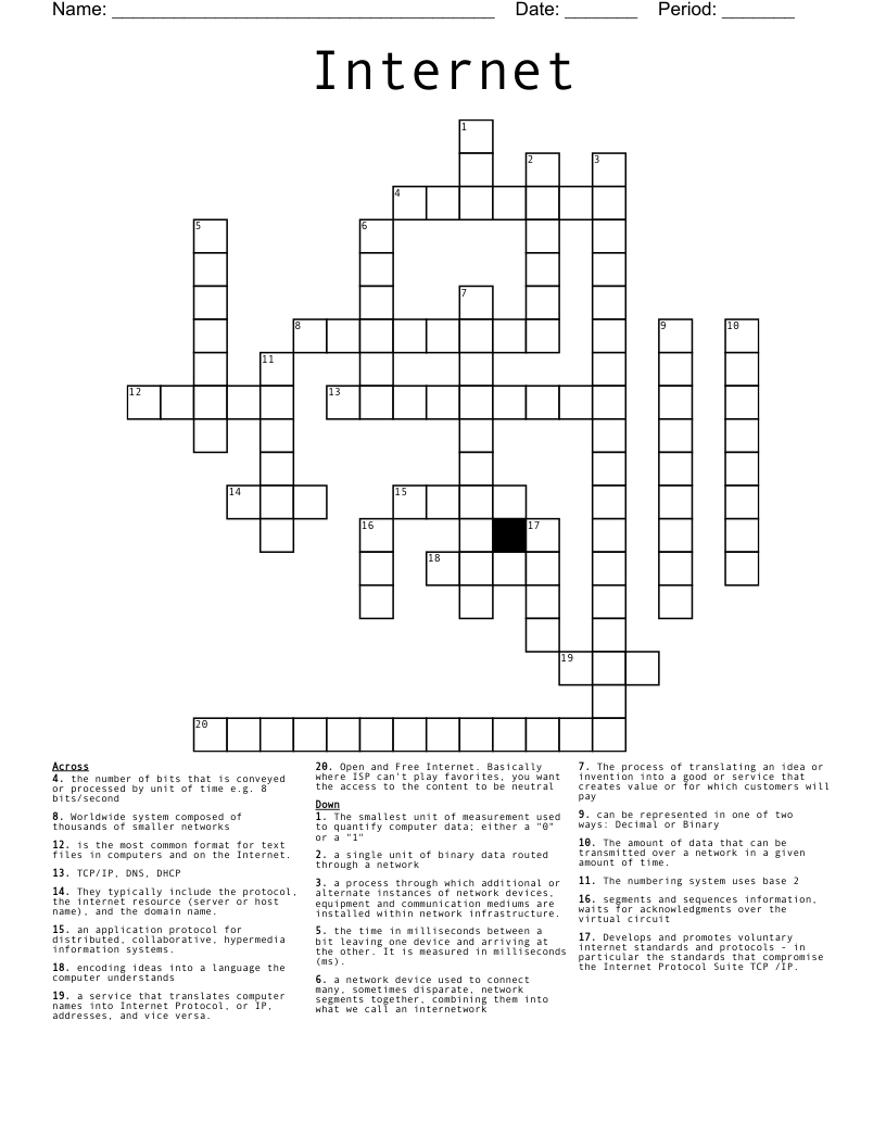 Internet  Crossword