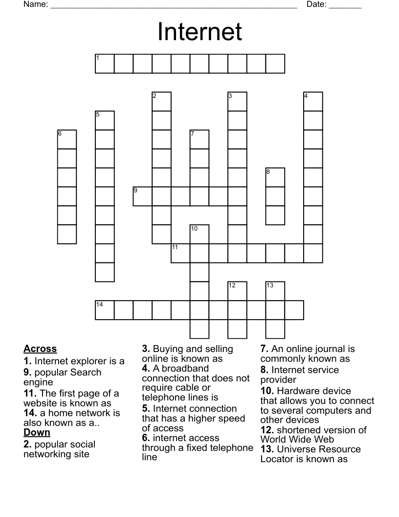 Internet   Crossword