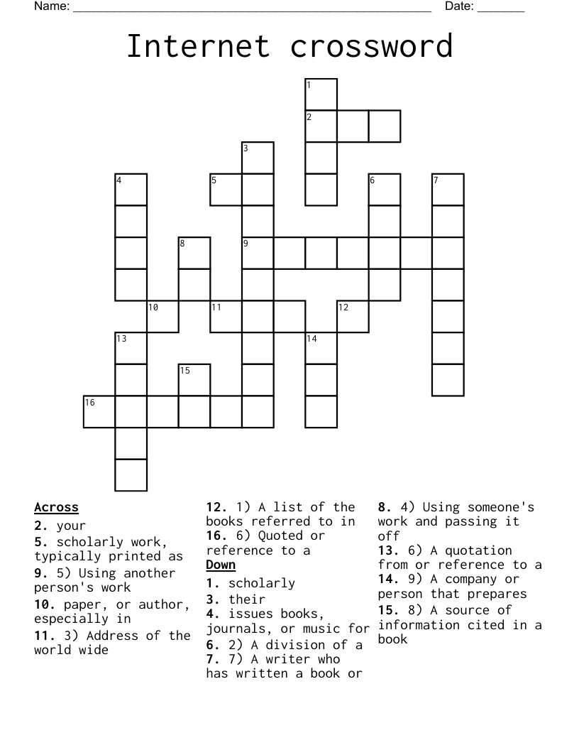 Internet crossword 