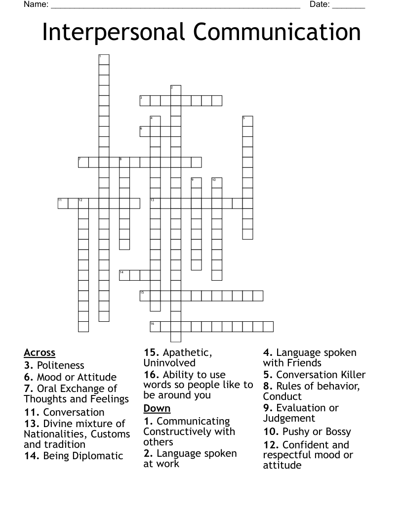 Interpersonal Communication Crossword