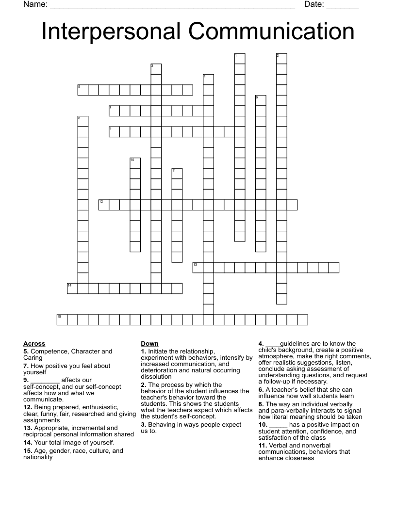 Interpersonal Communication Crossword