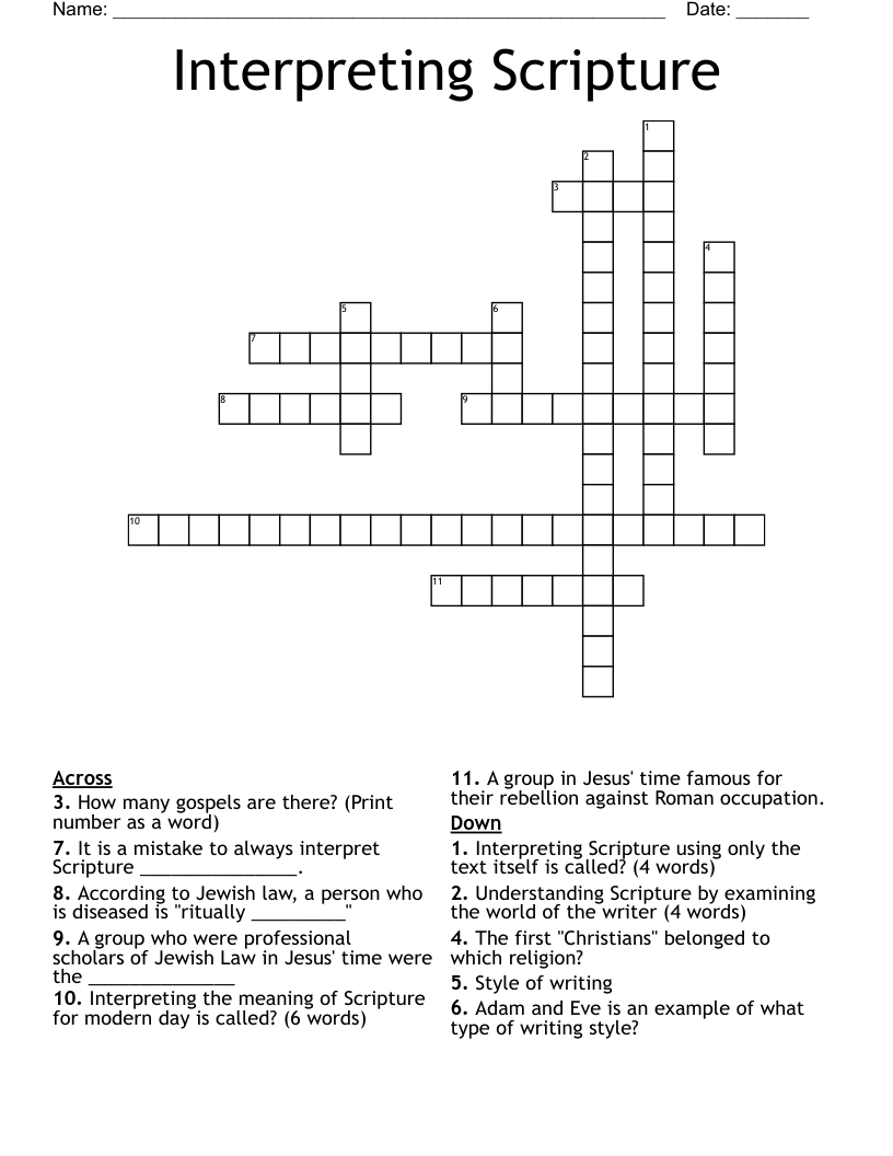 Interpreting Scripture Crossword