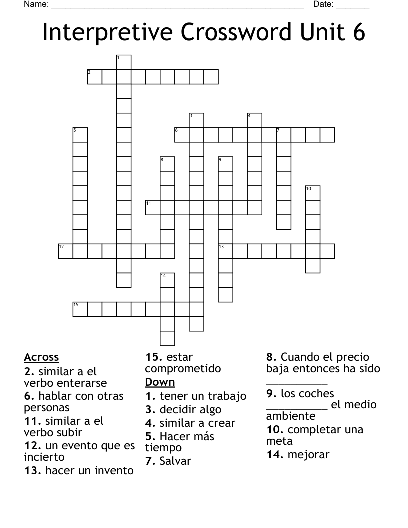 Interpretive Crossword Unit 6