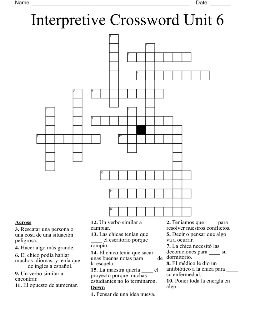 Interpretive Crossword Unit 6