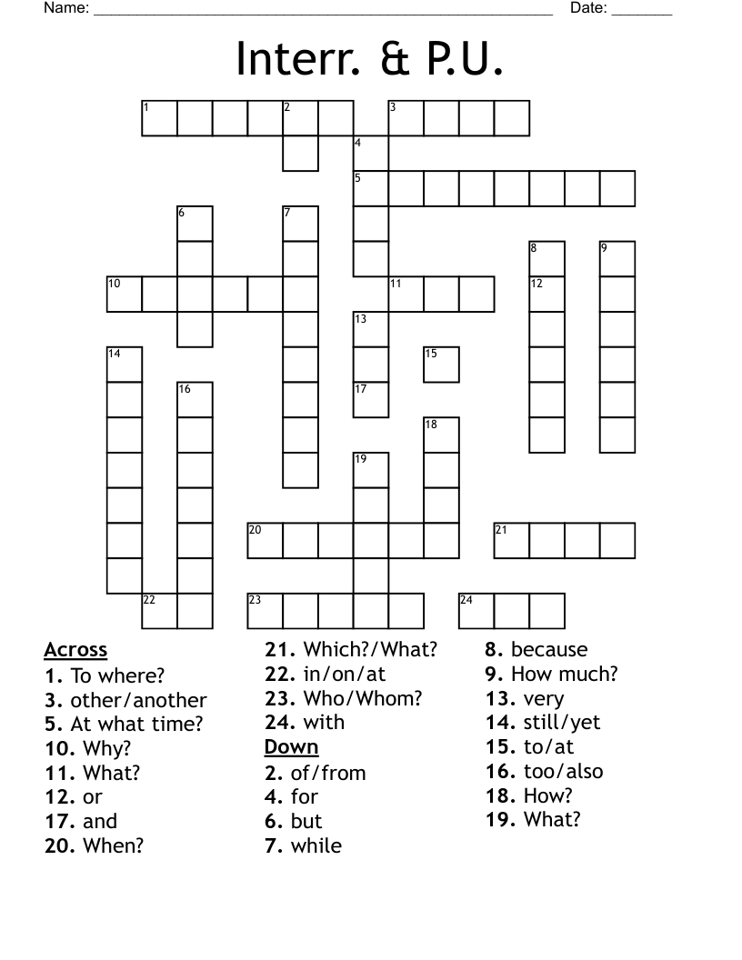 Interr. & P.U. Crossword