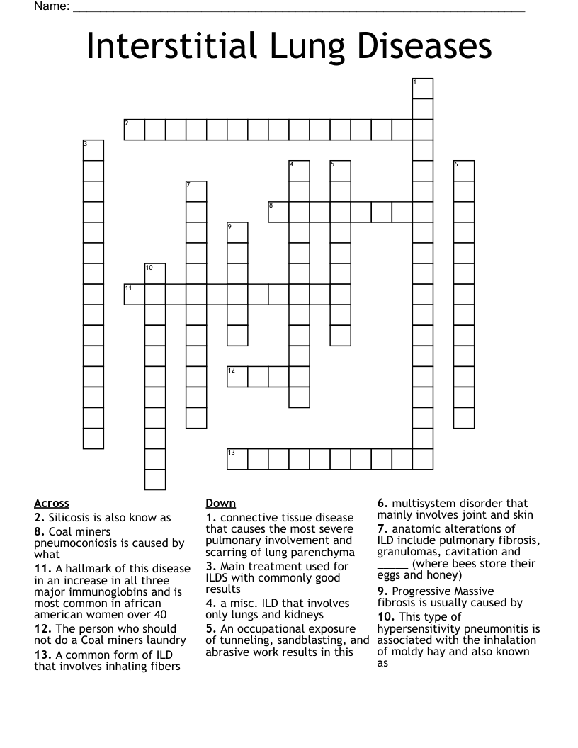 Interstitial Lung Diseases Crossword