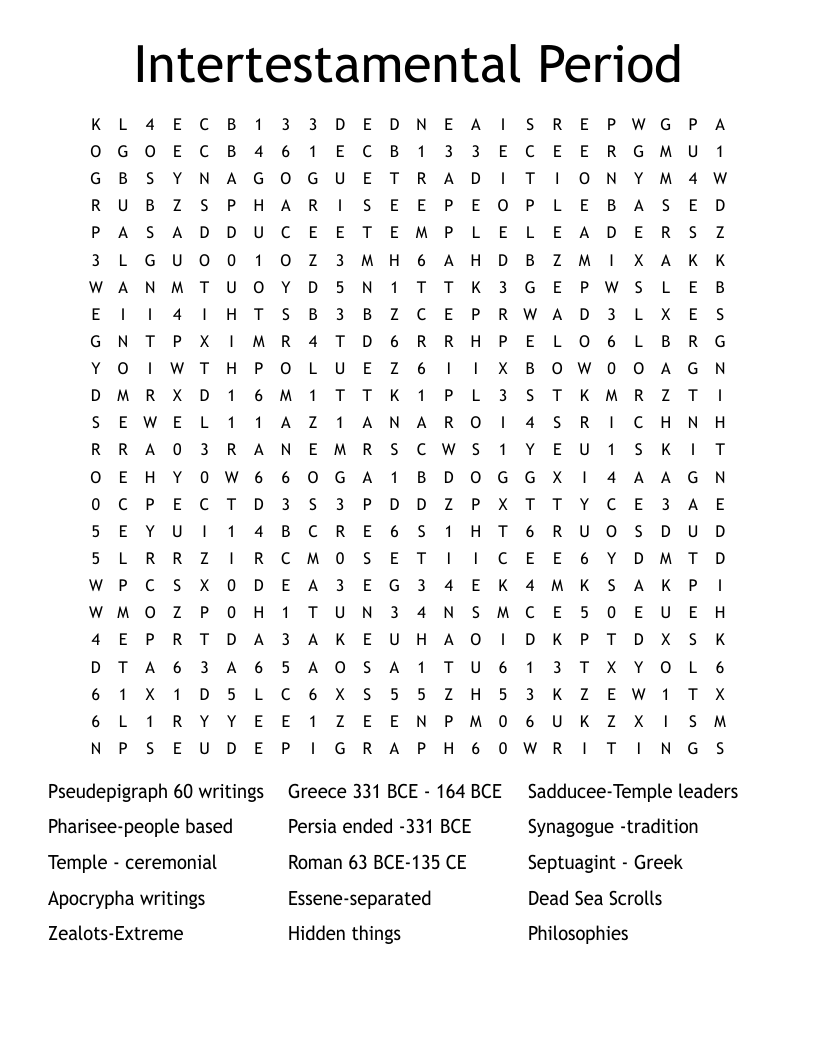 Intertestamental Period Word Search