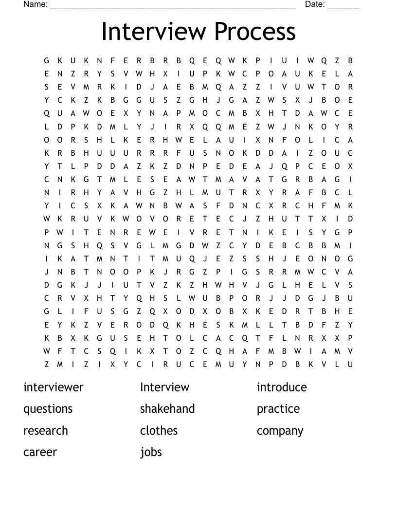 Interview Process Word Search