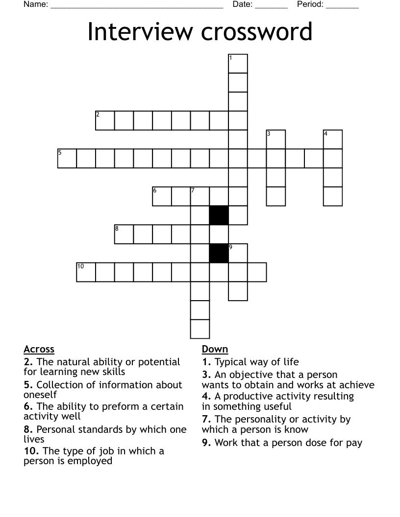 Interview crossword