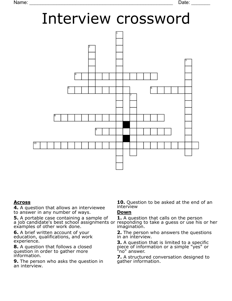 Interview crossword