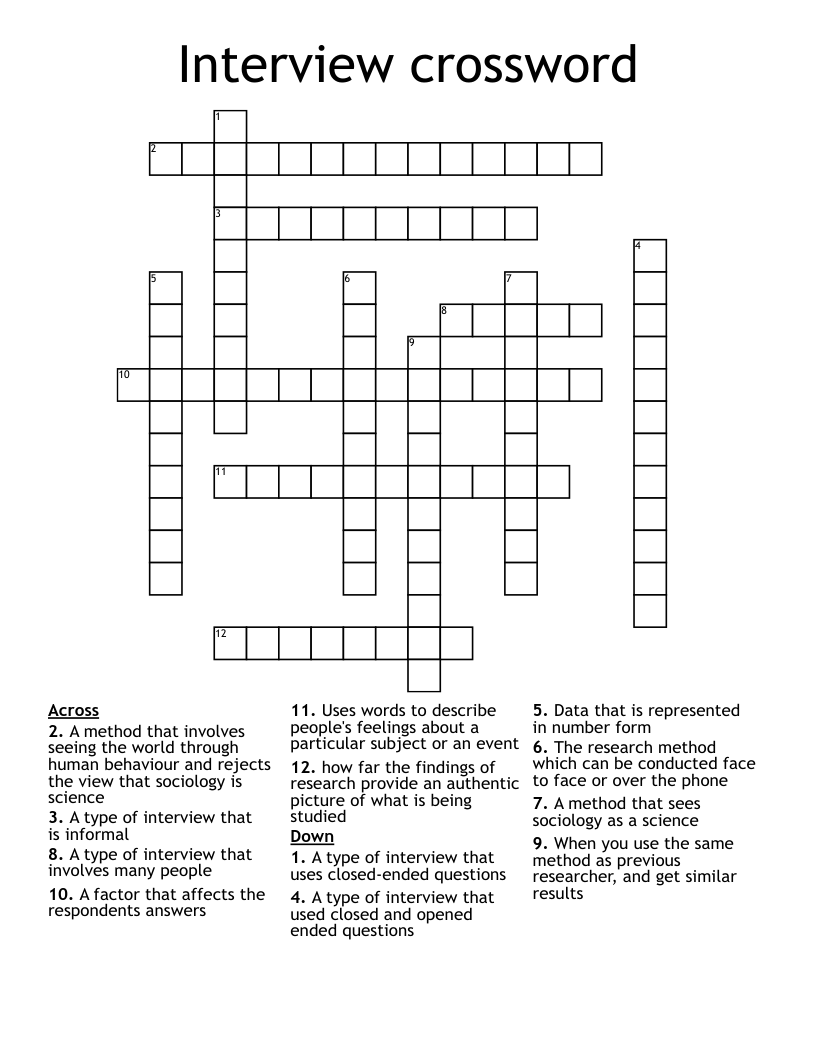 Interview crossword