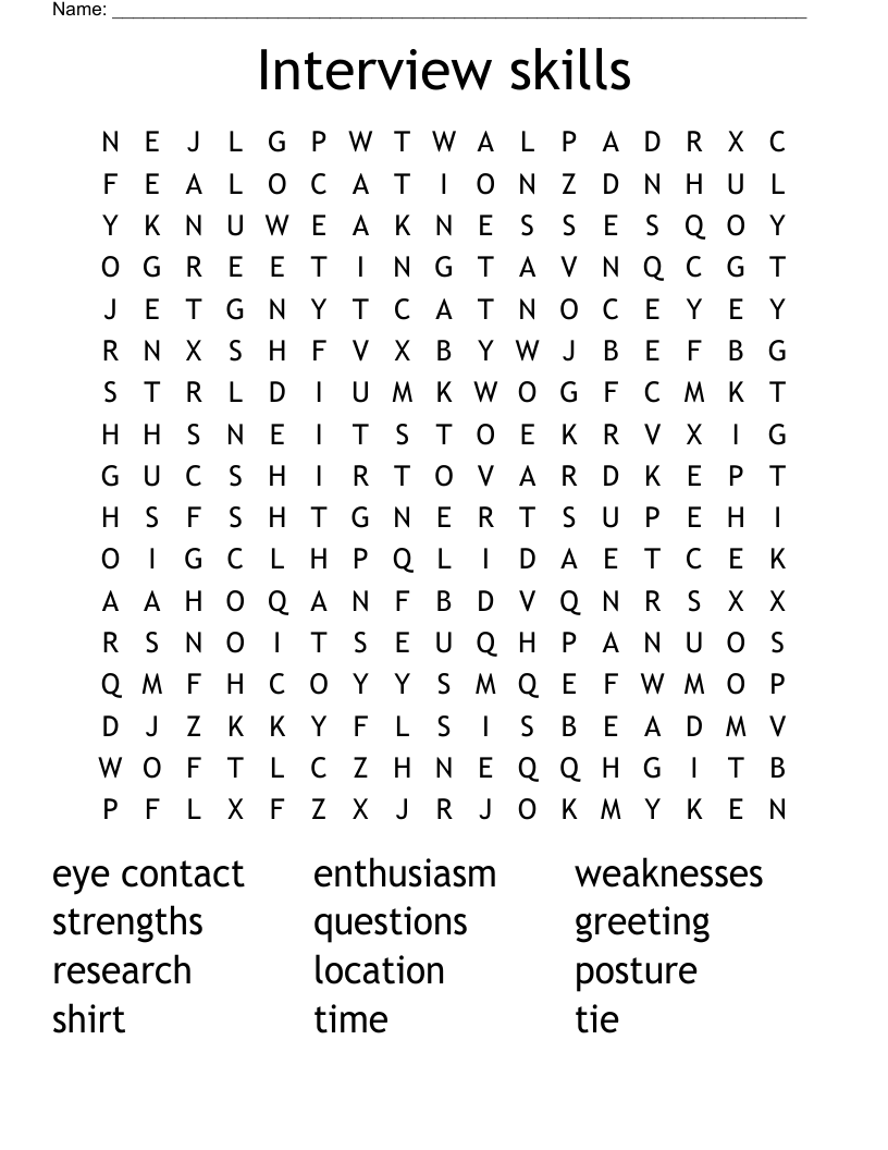 Interview skills Word Search