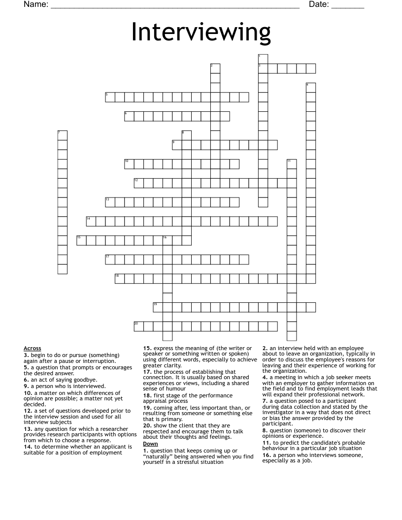 Interviewing  Crossword