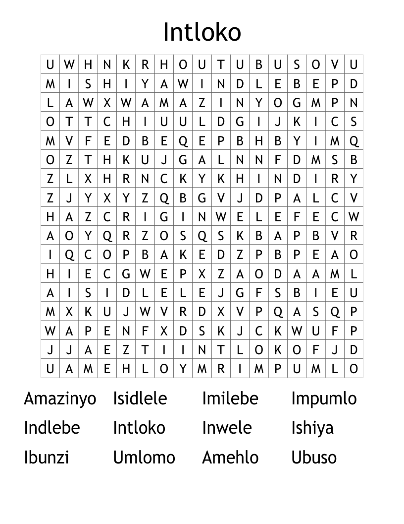 Intloko Word Search