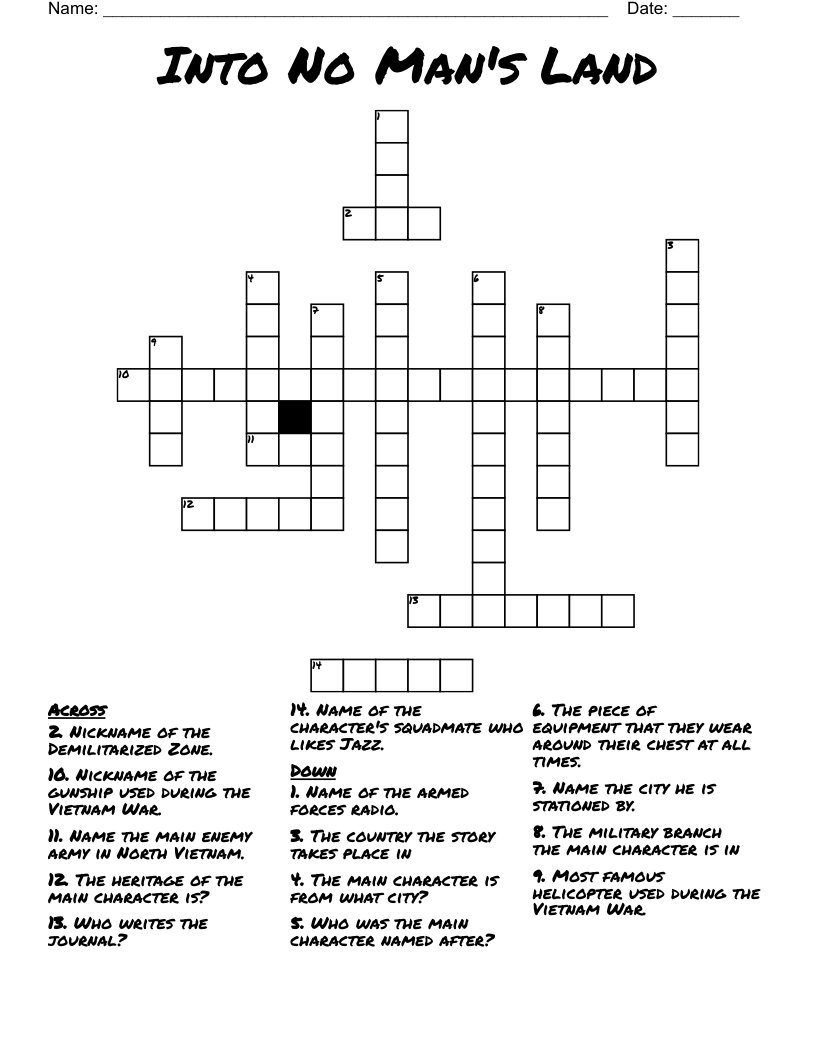 Into No Man's Land Crossword