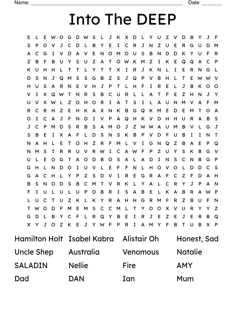 Into The DEEP Word Search