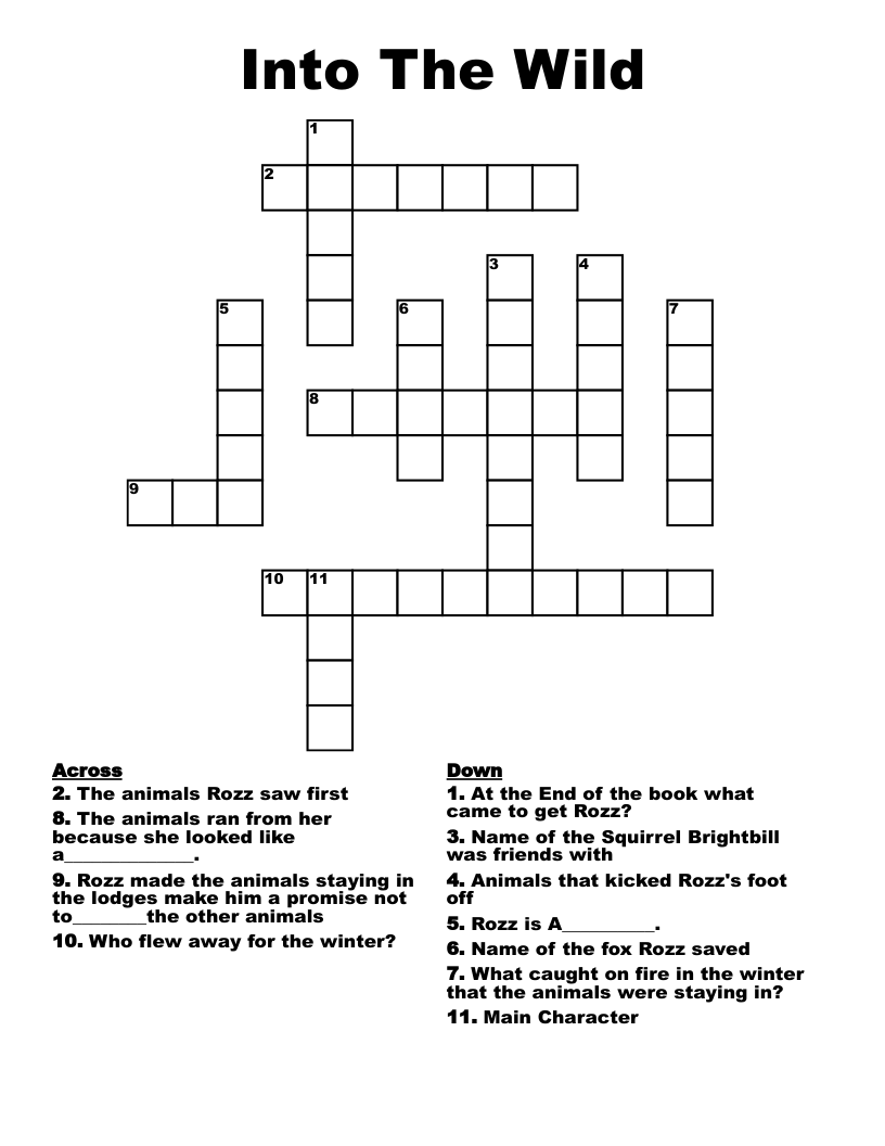 Into The Wild Crossword