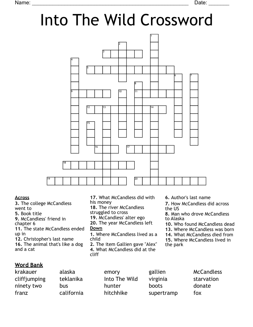 Into The Wild Crossword