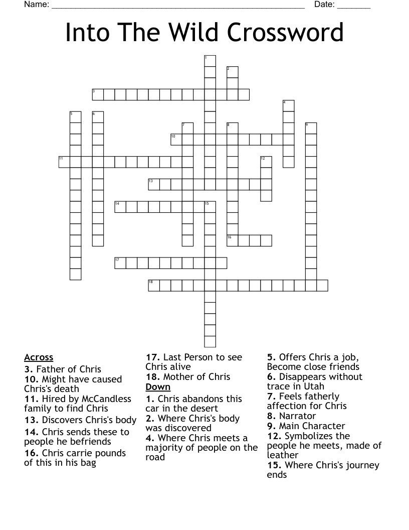 Into The Wild Crossword