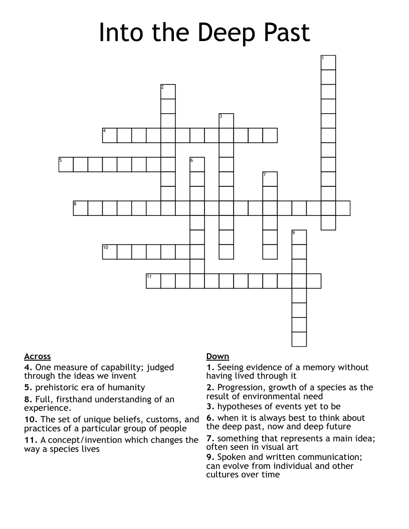 Into the Deep Past Crossword