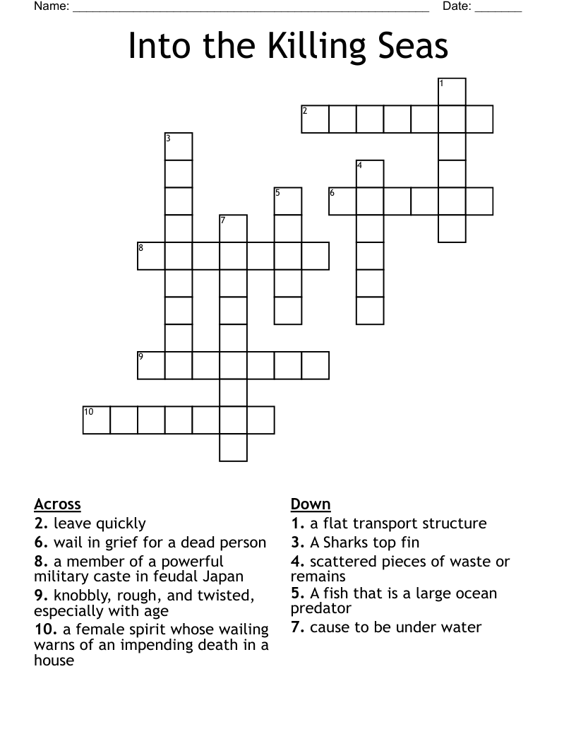 Into the Killing Seas Crossword