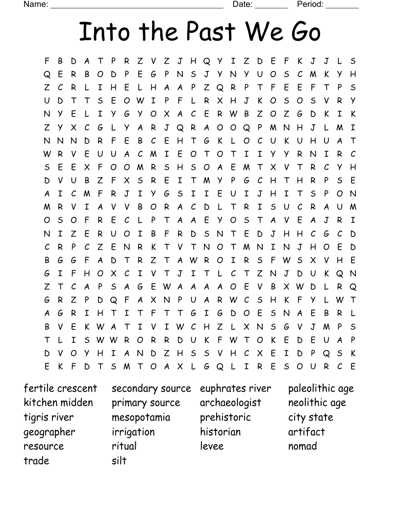 Into the Past We Go Word Search