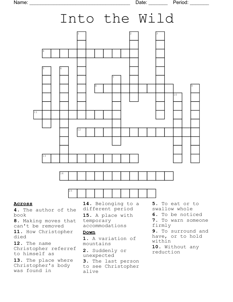 Into the Wild Crossword