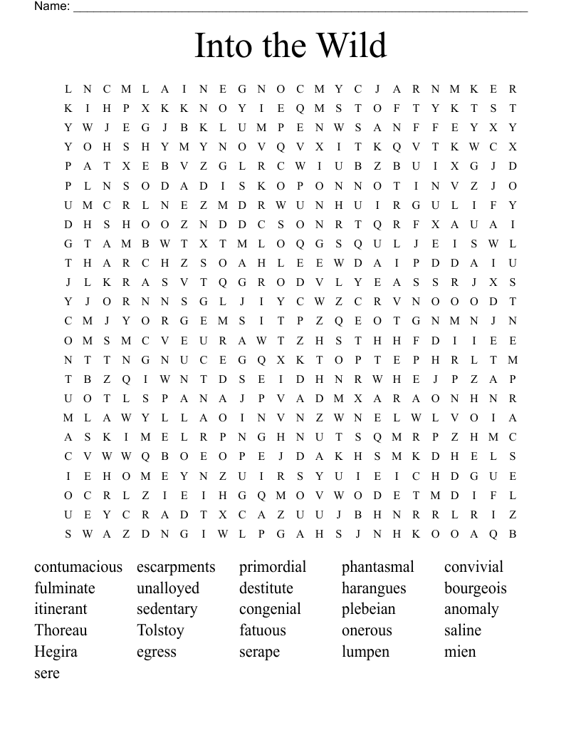 Into the Wild Word Search