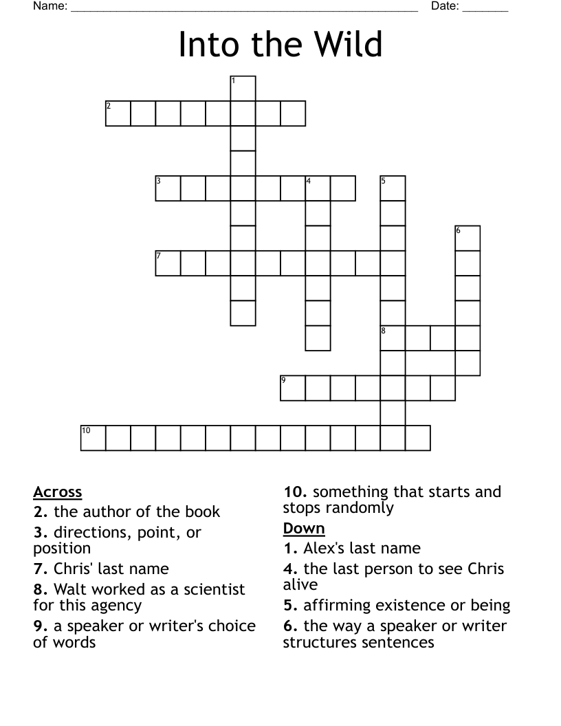 Into the Wild Crossword
