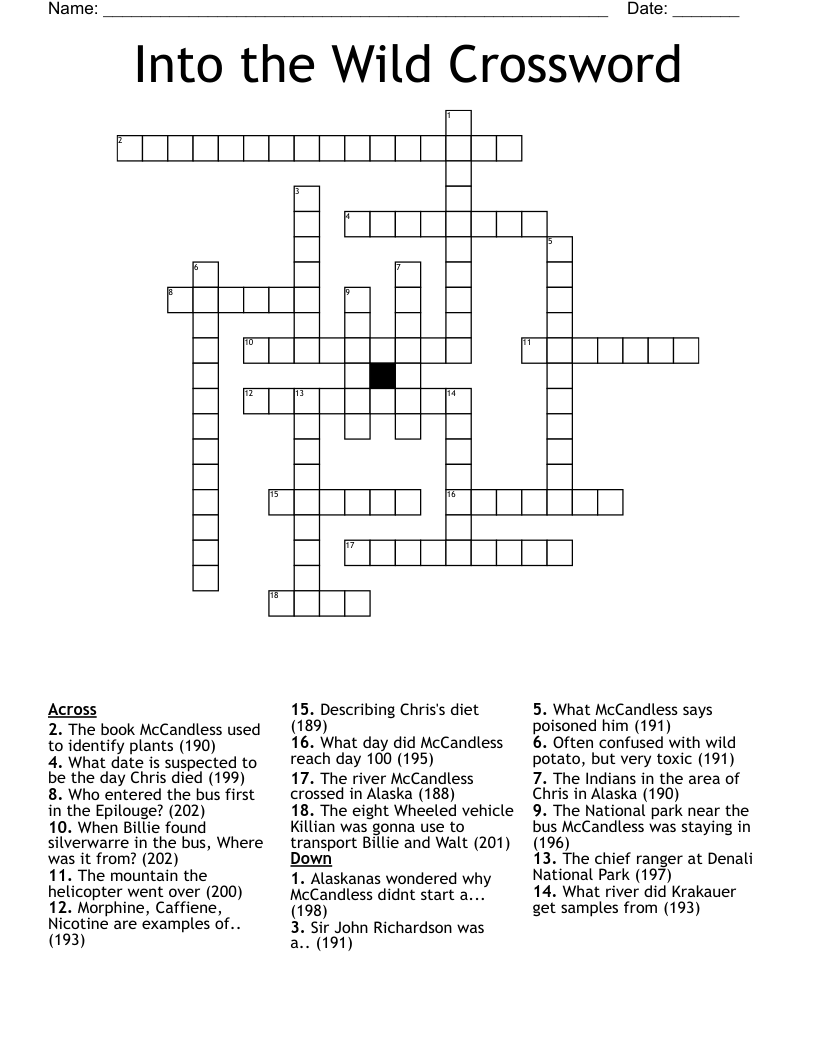 Into the Wild Crossword