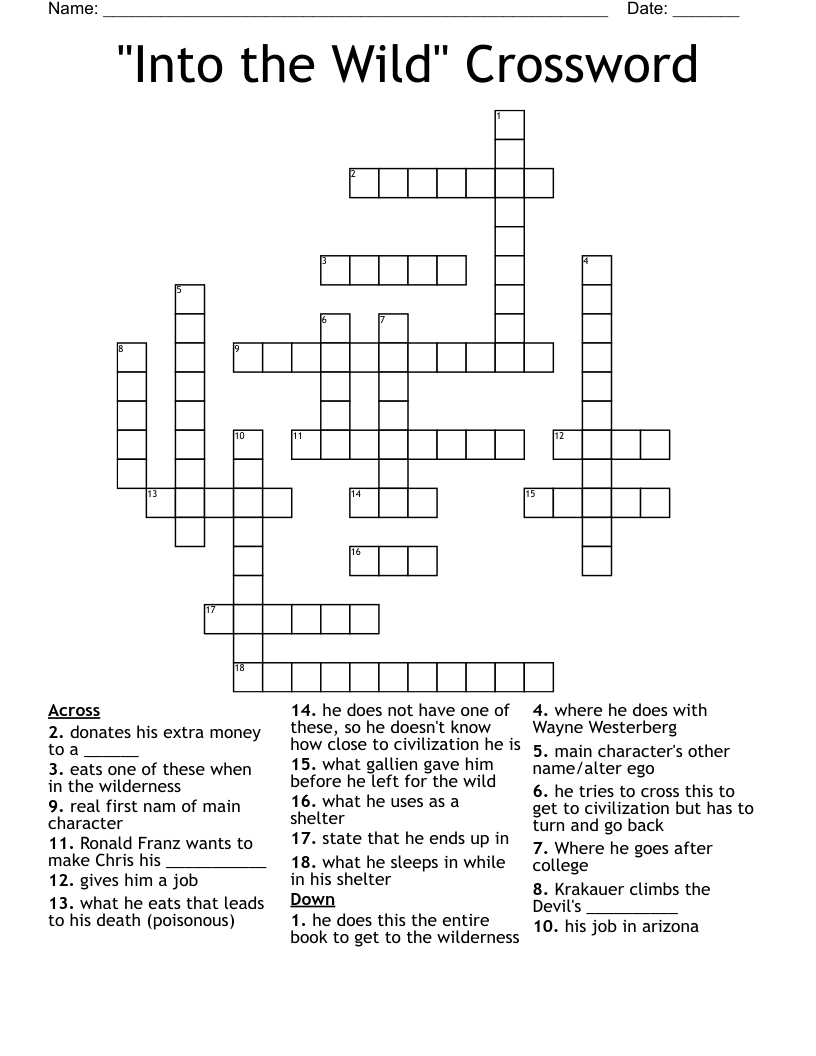 "Into the Wild" Crossword