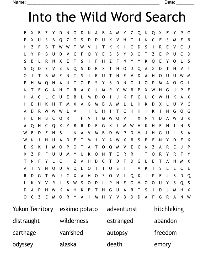 Into the Wild Word Search