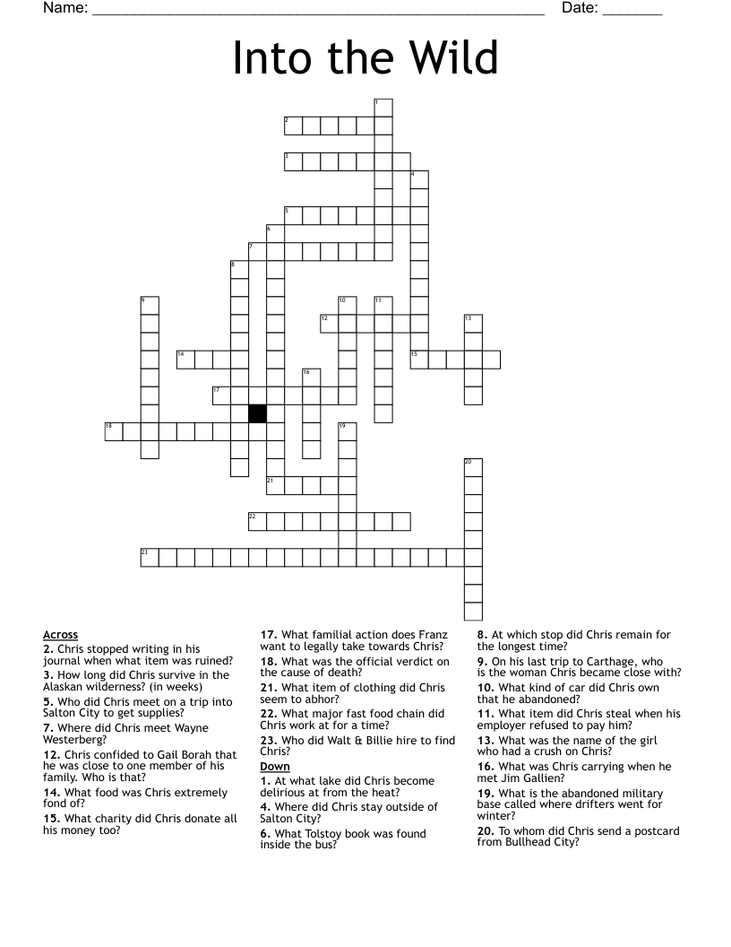 Into the Wild  Crossword