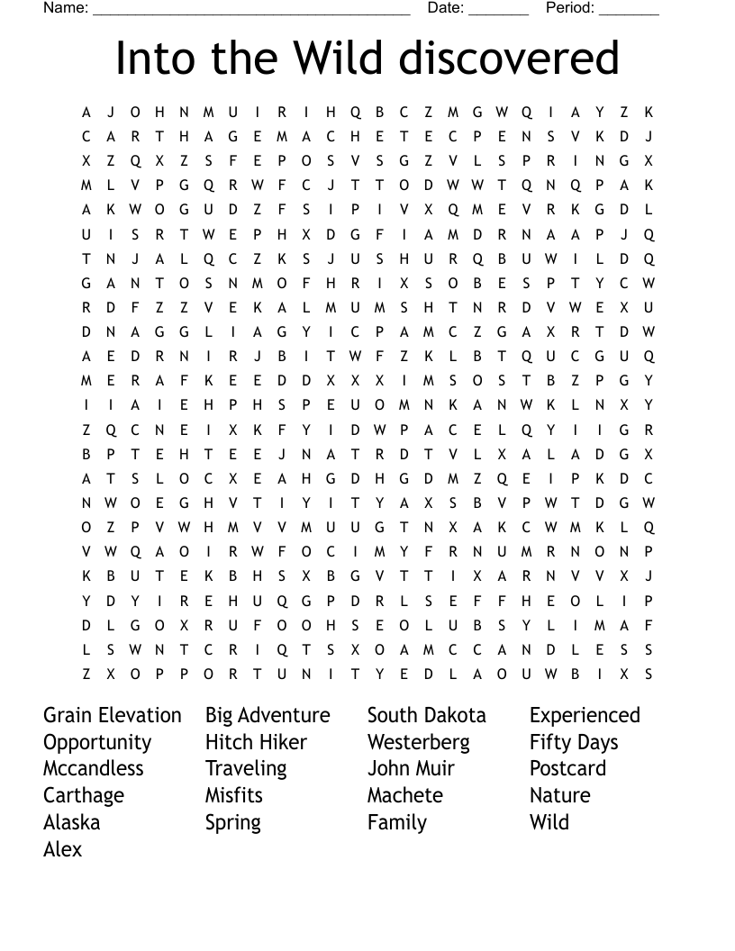 Into the Wild discovered Word Search